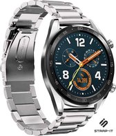 Stalen Smartwatch bandje - Geschikt voor  Huawei Watch GT / GT 2 stalen band - zilver - 46mm - Strap-it Horlogeband / Polsband / Armband