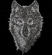 Wolf Strass Strijk Applicatie 19.4 cm / 28.5 cm / Zilver