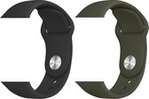 2 sport bandjes geschikt voor Apple Smartwatch 38/40 mm S/M – YOUNIQ – Zwart & Olijf – iWatch Series 1/2/3/4/5/6/SE - Horloge Band Straps geschikt voor Apple watch