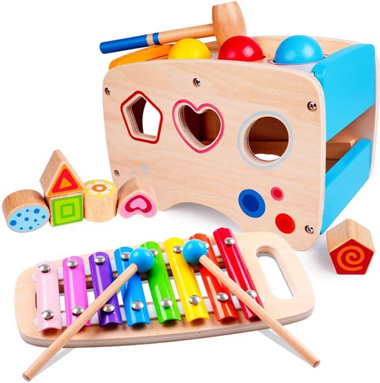 Politiebureau Fascineren systematisch Xylofoon houten speelgoed kinderen met houten vormpjes educatief speelgoed  instrument... | bol.com