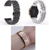 Smartwatch bandje - 3 pack - Geschikt voor Samsung Galaxy Watch 3 41mm, Active 2, 20mm horlogebandje - RVS metaal - Fungus - Fijne schakel - Zilver Zwart Rosegoud