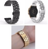 Smartwatch bandje - 3 pack - Geschikt voor Samsung Galaxy Watch 3 41mm, Active 2, 20mm horlogebandje - RVS metaal - Fungus - Fijne schakel - Goud Zilver Zwart