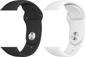 2 sport bandjes geschikt voor Apple Smartwatch 42/44 mm S/M – YOUNIQ – Zwart & Wit – iWatch Series 1/2/3/4/5/6/SE - Horloge Band Straps geschikt voor Apple watch