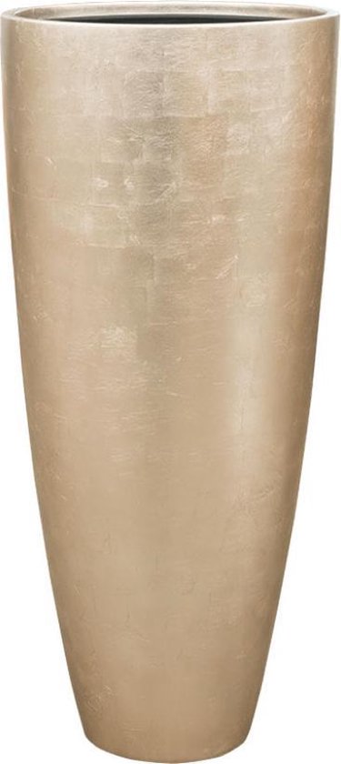 Maxim vaas champagne 90cm hoog | Luxe hoge XL vazen metallic zilver licht | Grote bloempot plantenbak