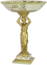 Porseleinen serveerschaal - Pronkstuk - Bronzen dame - 33,2 cm hoog