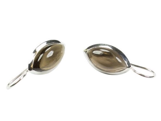 Exclusieve zilveren oorbellen met sluiting Rookkwarts 925 zilver