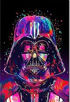 Darth Vader star wars - neon kleuren canvas poster doek 60x90 (Excl rand gemeten) ''Mirror-Edge'' ZONDER FRAME