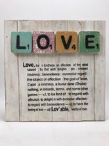 Tekstbord LOVE 30x30 cm  handgemaakt van hout