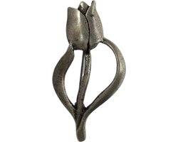 Broche tulp zilver kleur, verzilverd