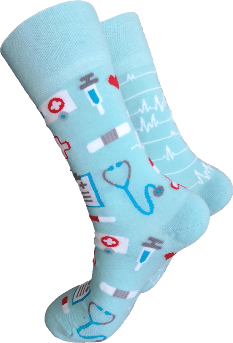 Verjaardag cadeau - Zuster Sokken - Verpleging Sok - Vrolijke sokken - Dokter Sokken - Leuke Sokken - Blauwe sokken - LuckyDay Socks