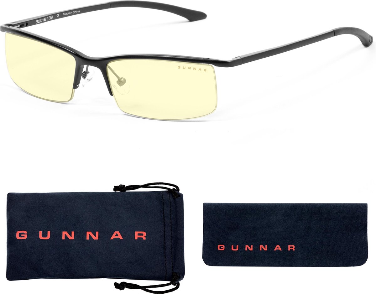 GUNNAR Gaming- en Computerbril - Emissary, Onyx Frame, Amber Tint - Blauw Licht Bril, Beeldschermbril, Blue Light Glasses, Leesbril, UV Filter