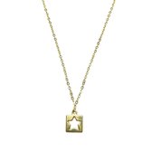 Star in square ketting - Goud - 42 cm