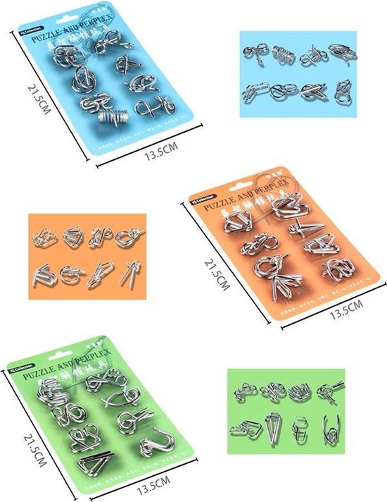 Metaal Draad Puzzel Spel Set, 8 Stks IQ Test Hersenkrakers voor Volwassenen & Kinderen, Uitdagende Logica Ontgrendel Spellen, Educatief Partijcadeau, Klaslokaal Cadeau, Strooigoed