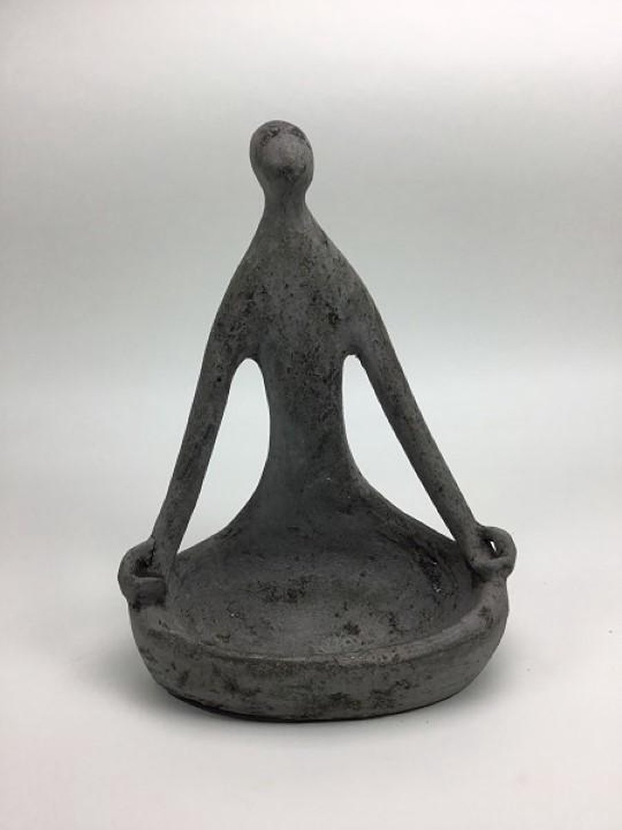Yoga beeld grijs (rustic) keramiek circa 30 cm hoog