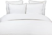 Fissaggio | Dekbedovertrekset Mist Tencel met Dune Linnen Piping - 240x200/220cm - Wit/Zand - Slopen 60x70cm
