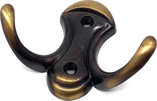 Patère AVENUE DECORATION "Yawn" | 2 crochets | 82 x 65 mm | vieux laiton