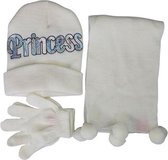 Princess Muts, Sjaal & Handschoenen - Kids/Kinderen - Wit - Meisjes - Polyester