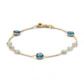 Roemer geelgouden armband met Blauwe Topaas