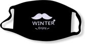 Bazzzy - Premium Mondkapje Winter Enjoy - Wasbaar - Katoen - Zwart met print