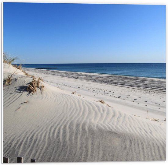 Forex - Wit strand aan de Blauwe Zee - 50x50cm Foto op Forex