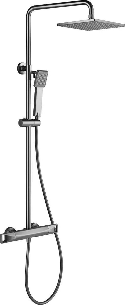 Mawialux regendoucheset - Opbouw - Thermostaat - Vierkant - Serre Gunmetal Grey