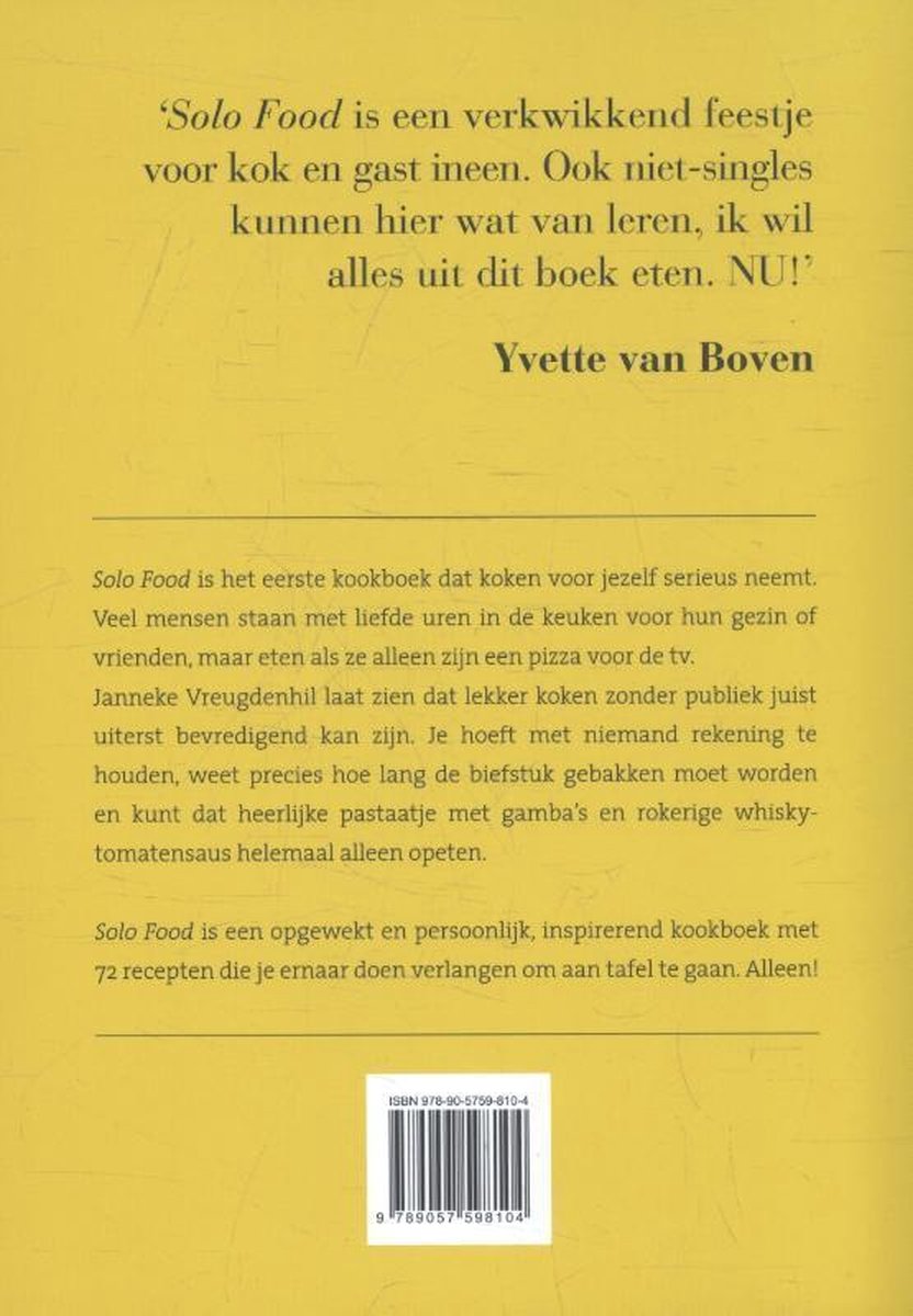 Solo Food - back cover