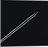 Acrylglas - Vliegtuig in de Lucht (schuin, zwart/wit) - 50x50cm Foto op Acrylglas (Wanddecoratie op Acrylglas)