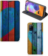 Smartphone Hoesje Geschikt voor Samsung Galaxy A31 Mobiel Bookcase Wood Heart