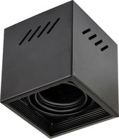 Opbouwspot GU10 - Frino - Opbouw Vierkant - Mat Zwart - Aluminium - Kantelbaar - 92mm - BES LED
