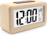 AC18 Clocks digitale wekker - Alarmklok - Inclusief temperatuurmeter - Met snooze en verlichtingsfunctie - Hout