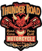 Thunder Road Motorcycle Hard Core Pure Evil Biker Tekst XXL Patch 26 cm / 31 cm / Rood Oranje Zwart