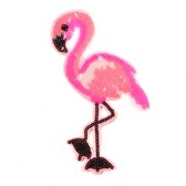 Flamingo Paillette Strijk Embleem Patch Small 8.8 cm / 15.2 cm / Roze Zwart