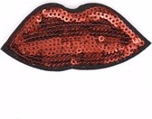 Mond Pailletten Rode Lippen Strijk Embleem Patch 8 cm / 4 cm / Rood
