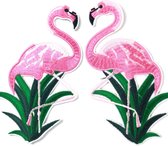 Fel Roze Flamingo Strijk XL Embleem Patches 14 x 9 cm L+R