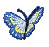 Licht Met Donker Blauwe Vlinder Strijk Patch 7,7 x 6 cm