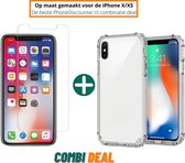 iphone x anti shock hoes | iPhone X A1865 siliconen case | iPhone X anti shock case transparant | beschermhoes iphone x apple | iPhone X schokbestendige hoes + iPhone X tempered gl