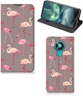 Stand Case Nokia 3.4 Hoesje met naam Flamingo