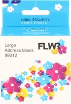FLWR - Printetiket / 99012 breed / Wit - geschikt voor Dymo