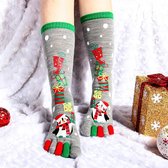 Kerstsokken! Kerst - Teensokken - Grijs - Pinguin / Wintersokken -  foute kerstsokken - kerst sokken