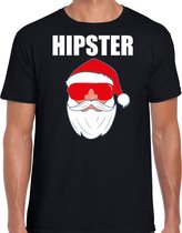 Fout Kerstshirt / Kerst t-shirt Hipster Santa zwart voor heren- Kerstkleding / Christmas outfit M