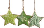 Kerstboomhanger Ster Groen (11 cm) 3 Stuks