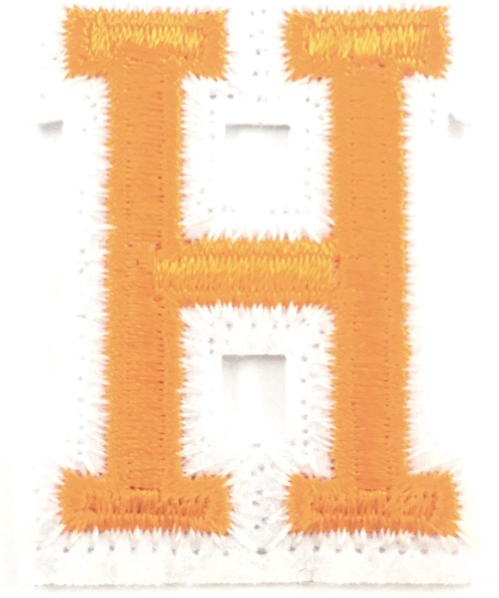 Afbeelding van product Merkloos / Sans marque  Alfabet Letter Strijk Embleem Patch Oranje Wit 4,5 x 3,5 cm / Letter H