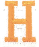Alfabet Letter Strijk Embleem Patch Oranje Wit Letter H / 3.5 cm / 4.5 cm