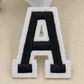 Alfabet Letters Strijk Embleem Patches Zwart Wit Letter A / 4 cm / 5 cm