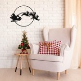 Arrenslee met rendieren - Kerst decoratie - Metalen wanddecoratie - Drart - 60cmx50cm