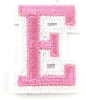Alfabet Strijk Letter Embleem Patches Roze Wit Letter E / 3.5 cm / 4.5 cm