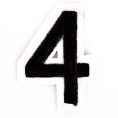 Cijfer Nummer Strijk Embleem Patches Zwart Wit Cijfer 4 / 3 cm / 5 cm