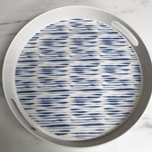 Bamboe-melamine dienblad 'blauw batik' 38 x 5 centimeter: horizontale strepen