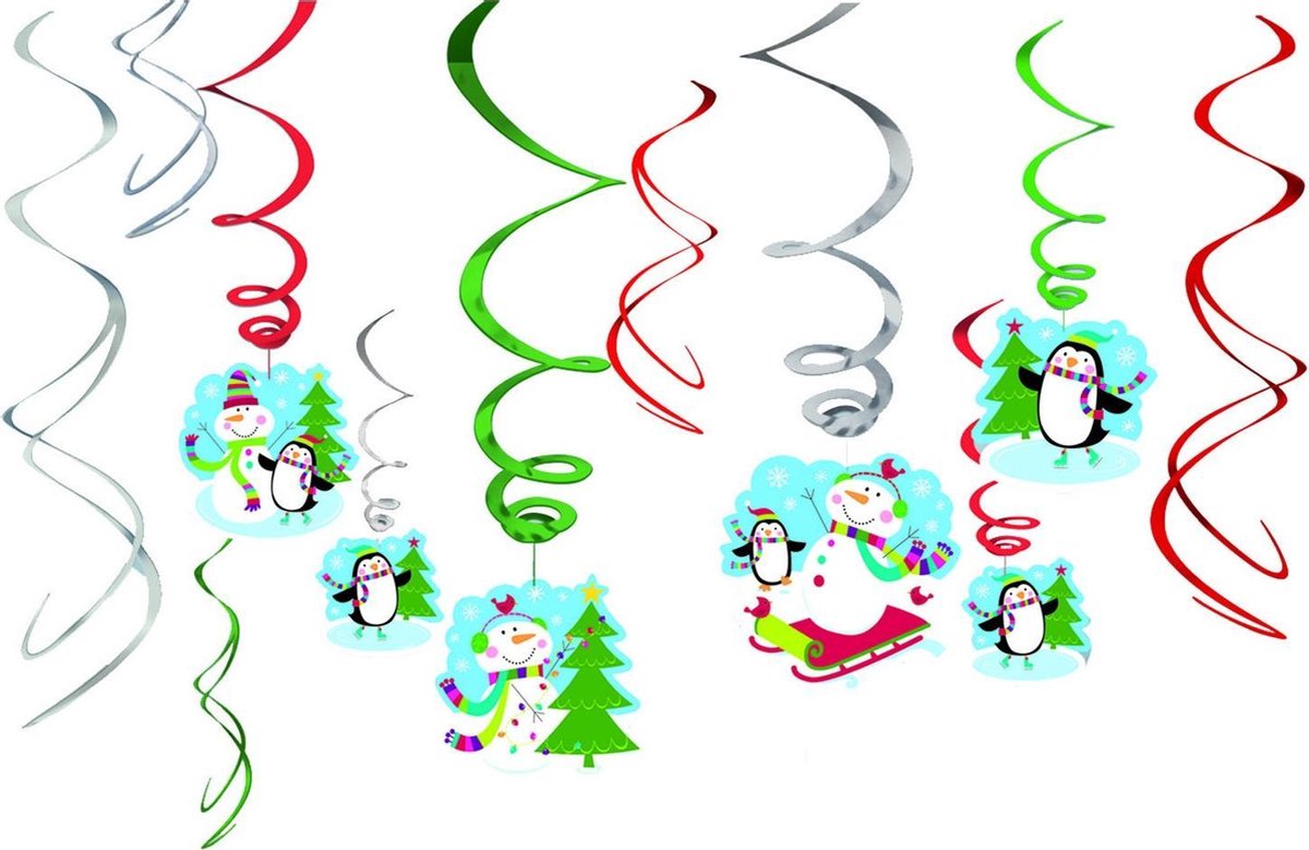Amscan by Riethmuller - Riethmüller - Swirl Hangdecoratie Joyfull Snowman (12 stuks)