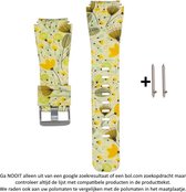 Bloemen Siliconen Bandje voor (zie compatibele modellen) 22mm Smartwatches van Samsung, LG, Seiko, Asus, Pebble, Huawei, Cookoo, Vostok en Vector – Maat: zie maatfoto – 22 mm rubbe